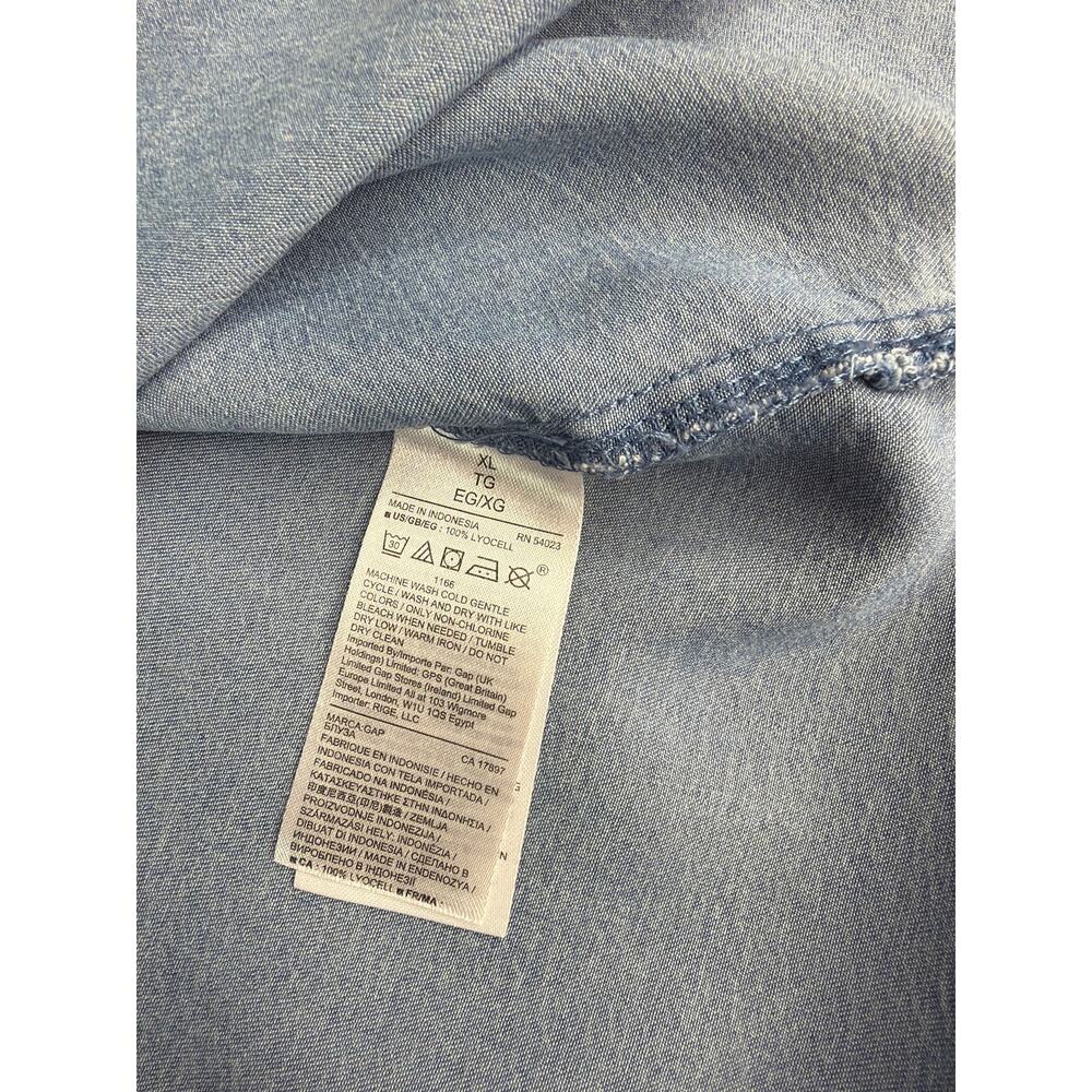 Gap Tencel Denim Utility Boyfriend Shirt Light Indigo Women's XL Double Pocket - Picture 3 of 12